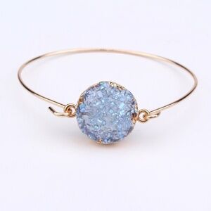 Blue Druzy Resin Bangle Bracelet